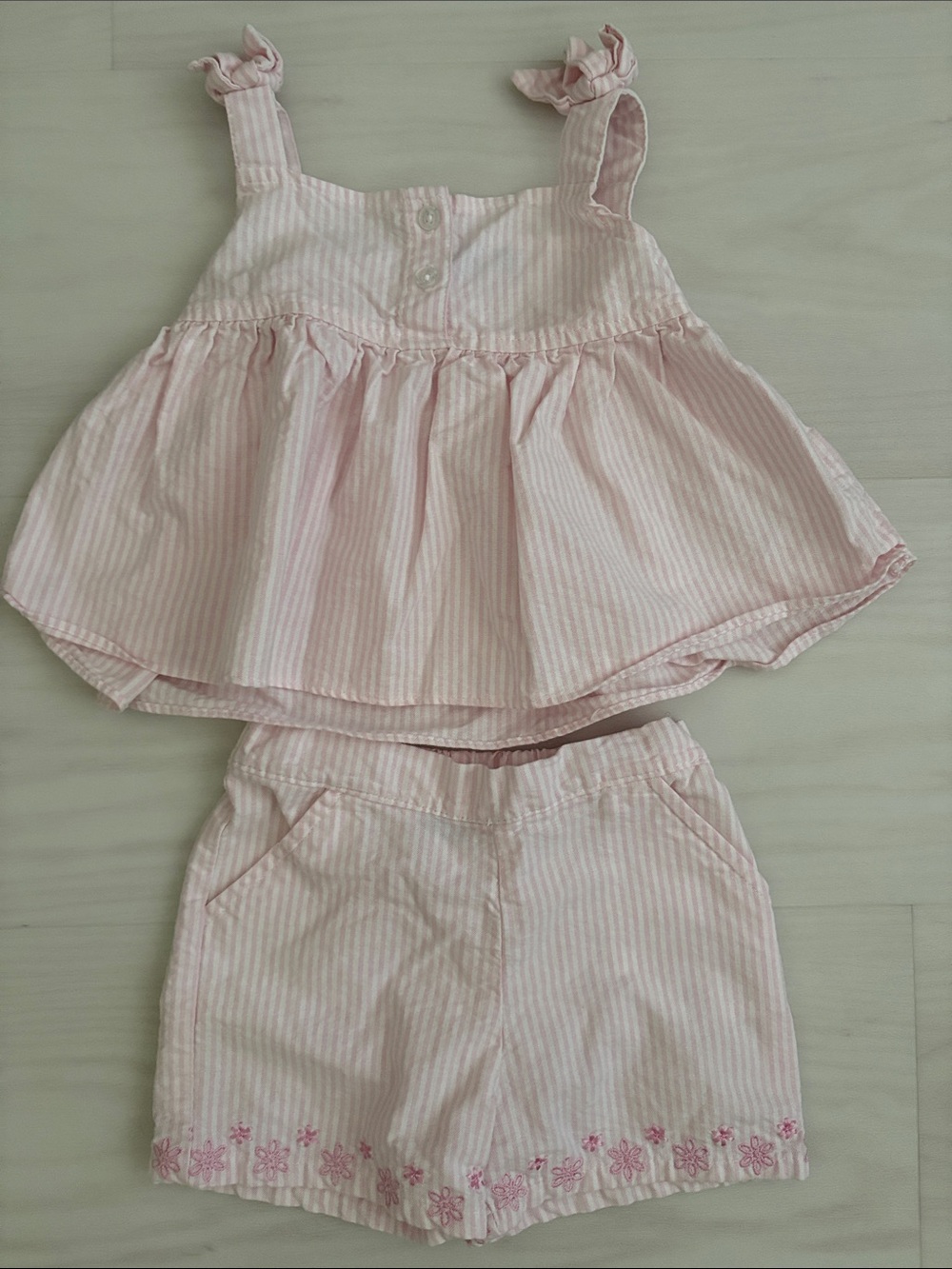 Draper James Pink and White Striped Cotton Outfit, 3T